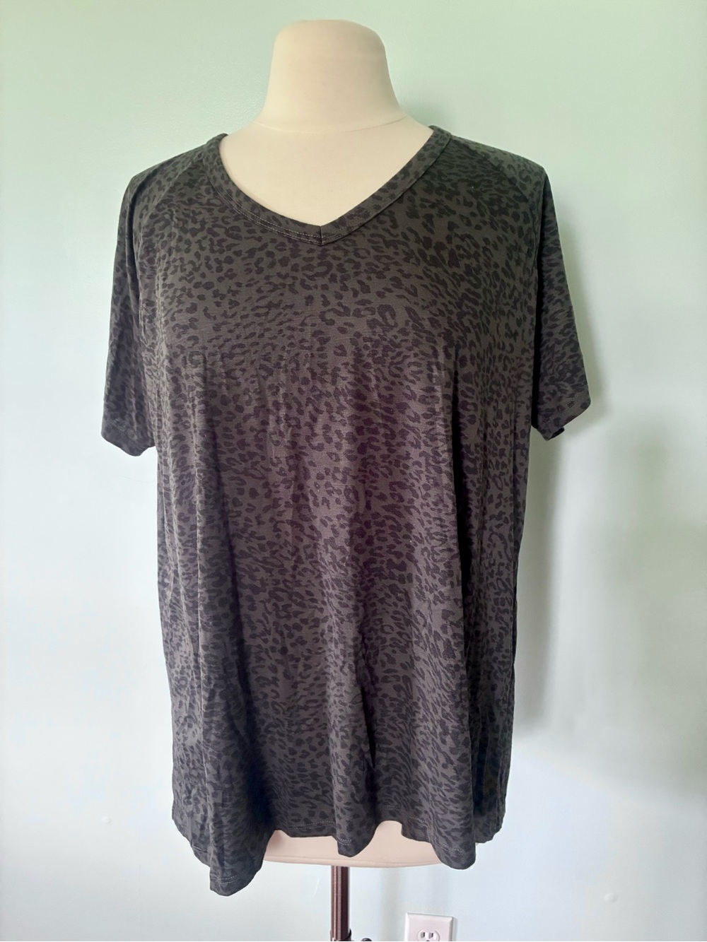 French Laundry Dark Leopard Print Loose Fit T Shirt